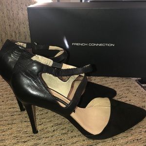 Black, leather, closed toe heels